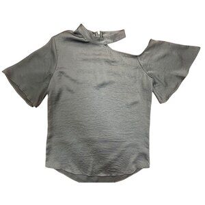 Express Women's Asymmetrical Cold Shoulder Gray Top Medium